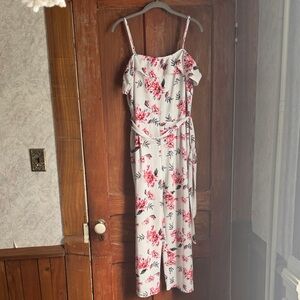 imPRESS White and Pink Floral Maxi Dress